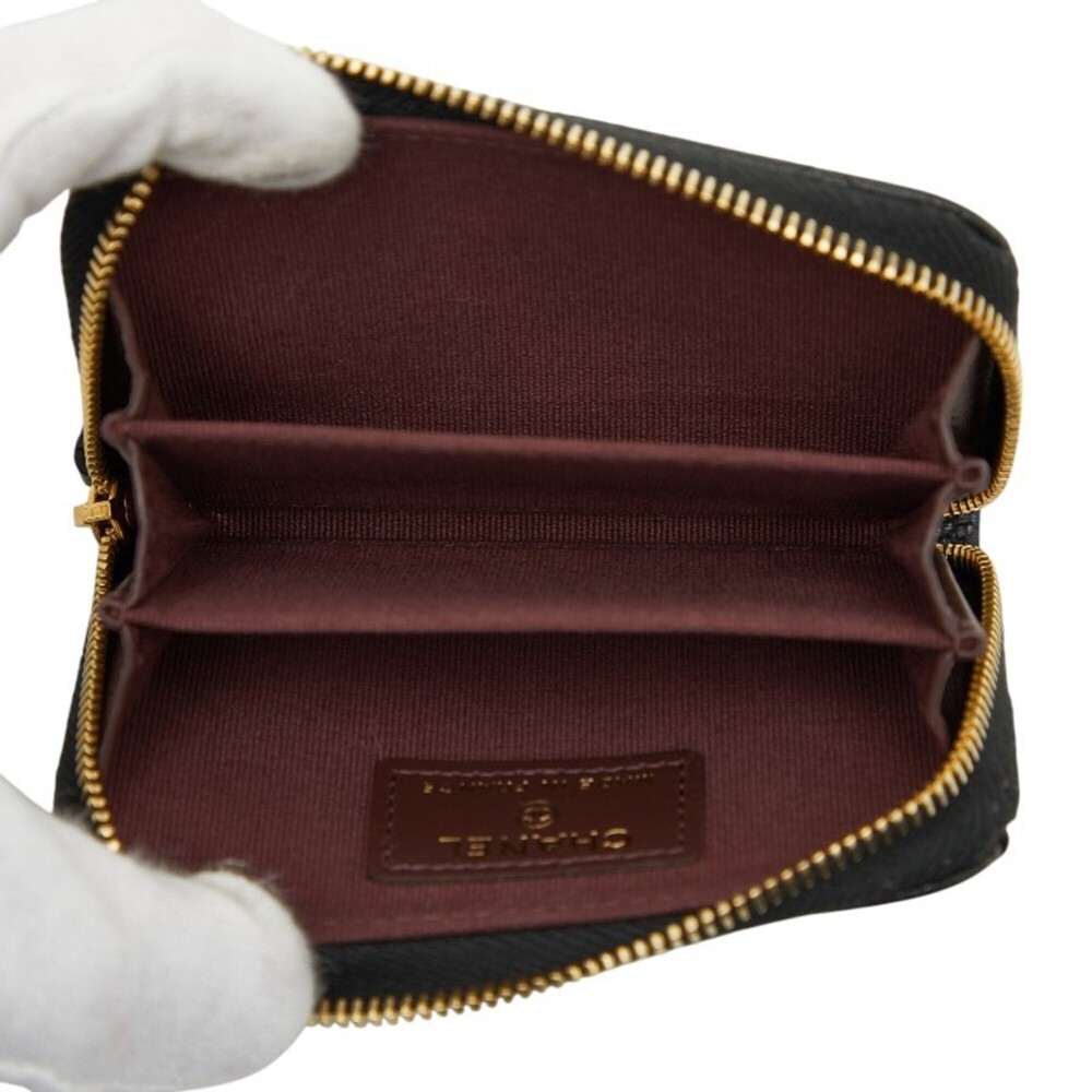 CHANEL Authentic Black Caviar Leather Logo Wallet - Picture 7 of 9